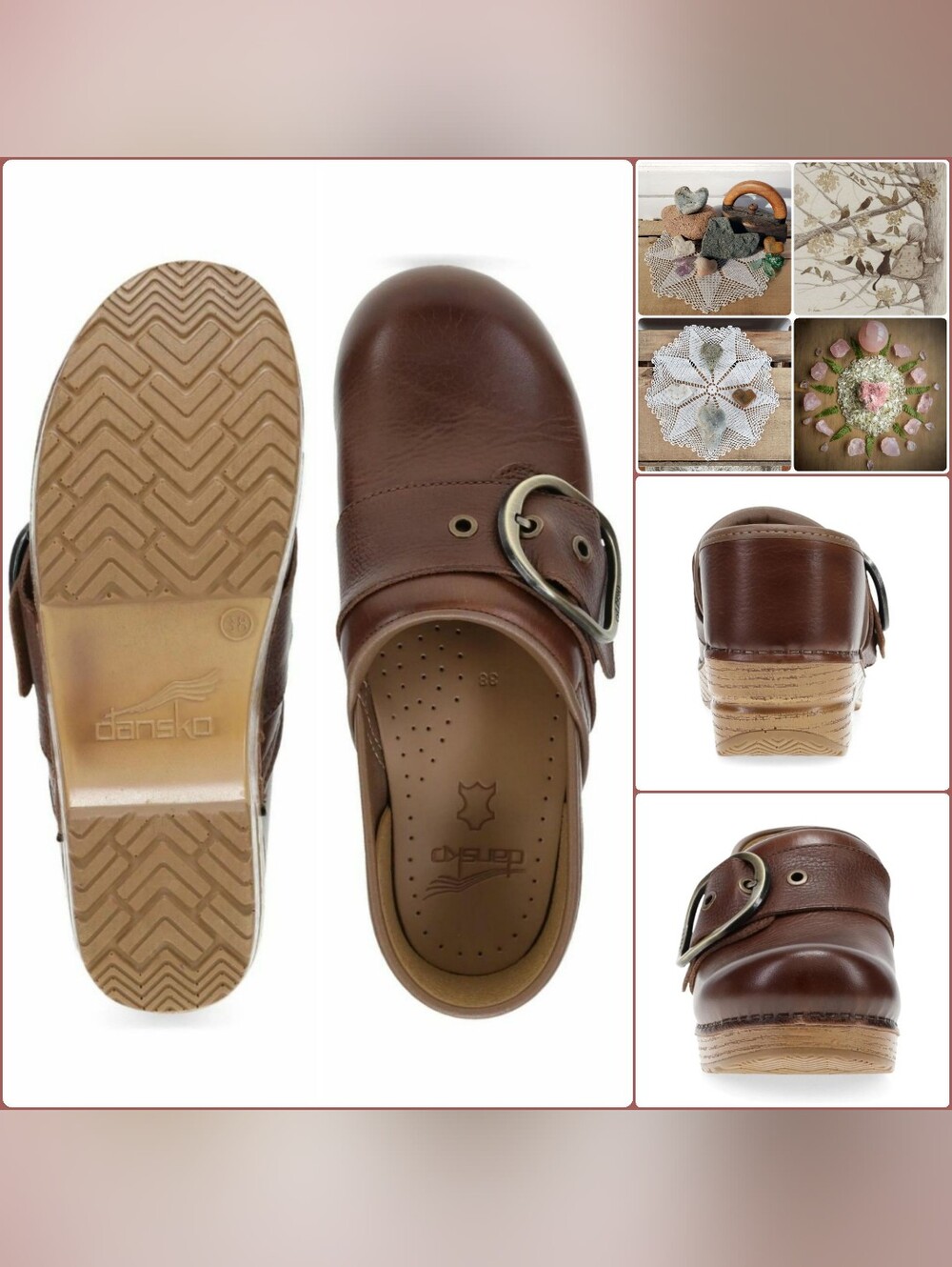 Waxy Brown Dansko Pro Pearson Honey Clogs Tumbled Buckle Boho Cottagecore Gypsy♡ - Picture 3 of 9